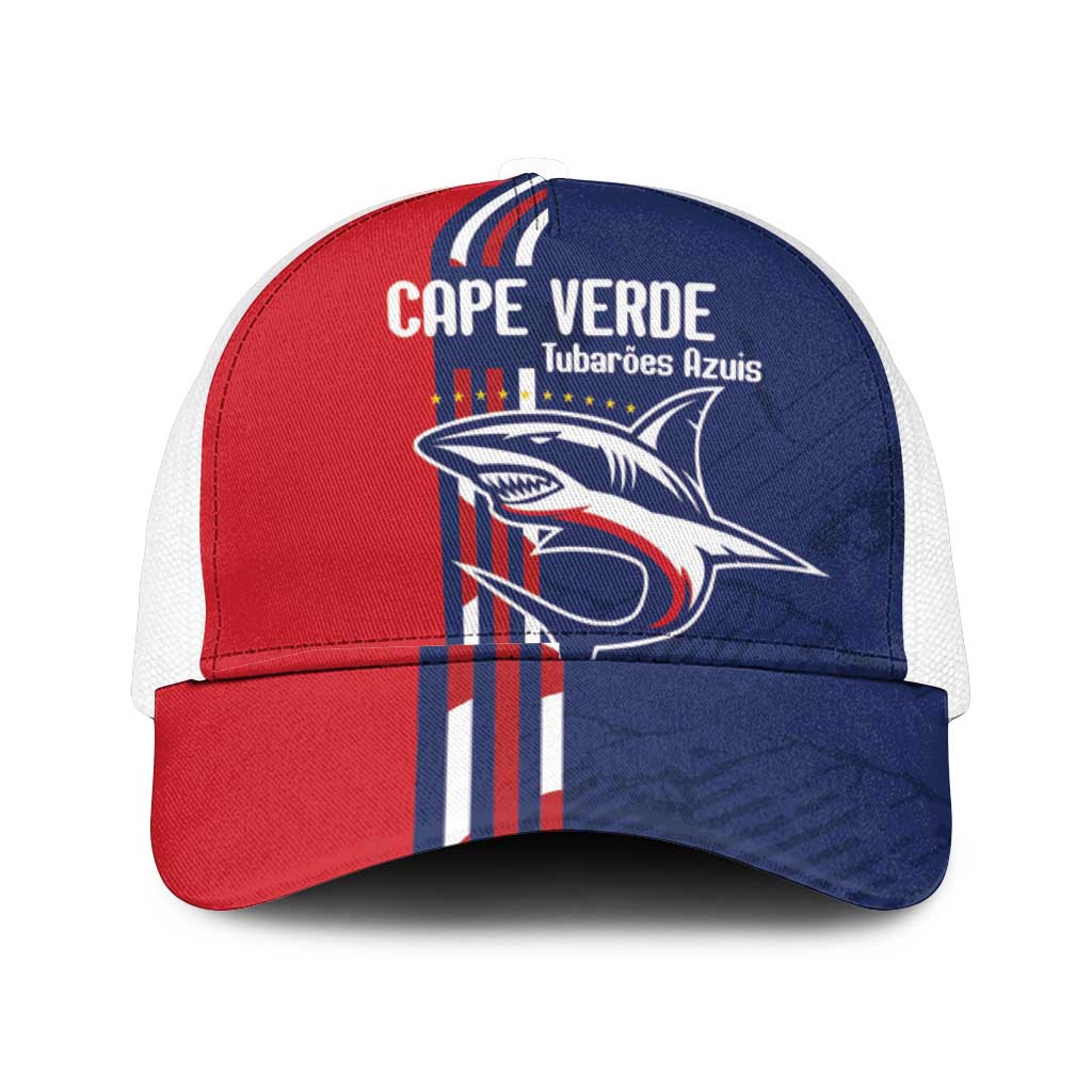 Cape Verde Football Pride Mesh Trucker Cap Tubaroes Azuis Champion - African Pride