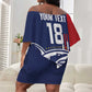 Cape Verde Football Pride Custom Off Shoulder Short Dress Tubaroes Azuis Champion - African Pride