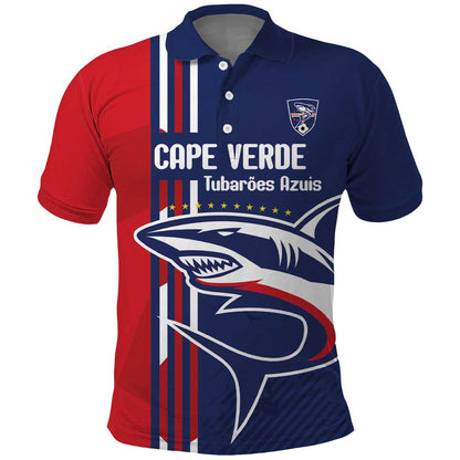 Cape Verde Football Pride Custom Polo Shirt Tubaroes Azuis Champion - African Pride