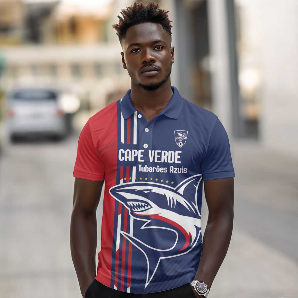 Cape Verde Football Pride Custom Polo Shirt Tubaroes Azuis Champion - African Pride