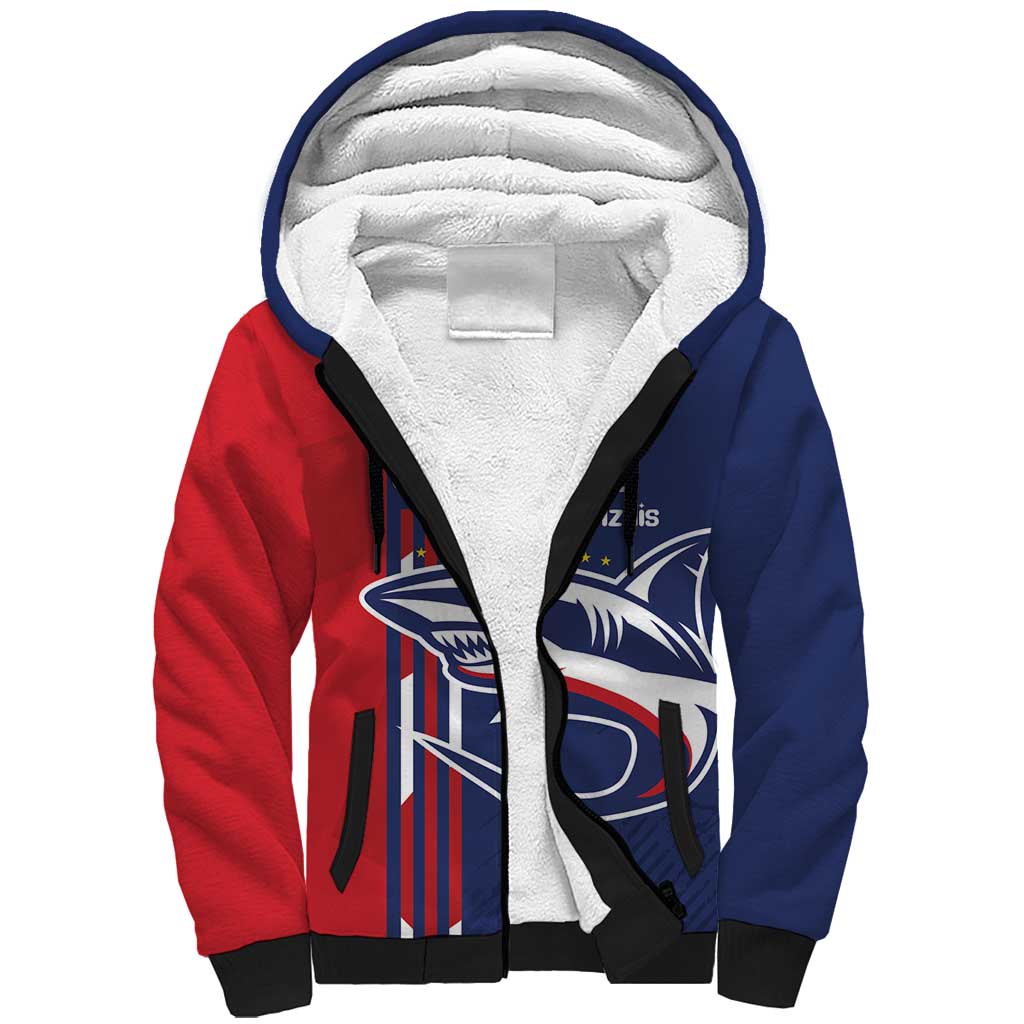 Cape Verde Football Pride Custom Sherpa Hoodie Tubaroes Azuis Champion - African Pride