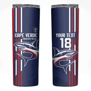 Cape Verde Football Pride Custom Skinny Tumbler Tubaroes Azuis Champion - African Pride