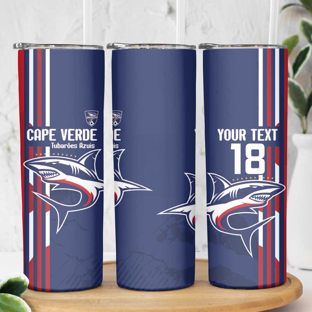 Cape Verde Football Pride Custom Skinny Tumbler Tubaroes Azuis Champion - African Pride