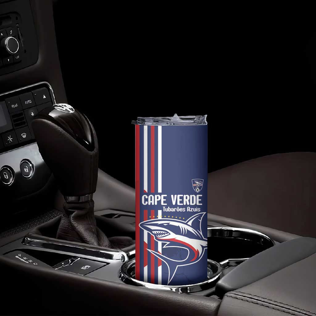 Cape Verde Football Pride Custom Skinny Tumbler Tubaroes Azuis Champion - African Pride