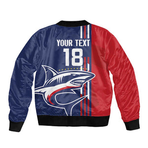 Cape Verde Football Pride Custom Sleeve Zip Bomber Jacket Tubaroes Azuis Champion - African Pride
