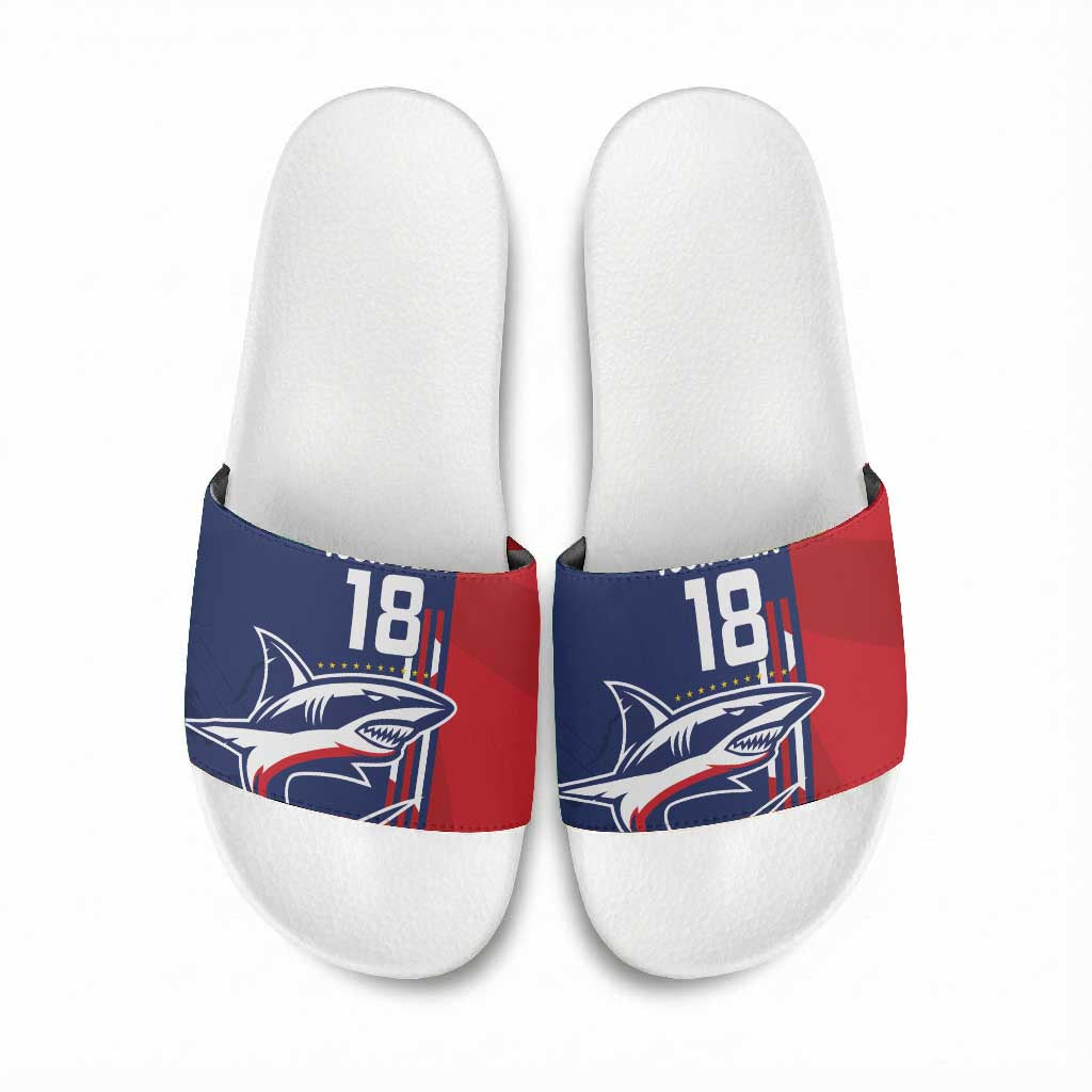 Cape Verde Football Pride Custom Slide Sandals Tubaroes Azuis Champion