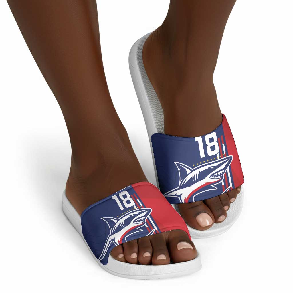 Cape Verde Football Pride Custom Slide Sandals Tubaroes Azuis Champion