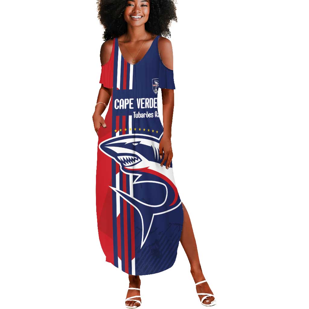 Cape Verde Football Pride Custom Summer Maxi Dress Tubaroes Azuis Champion - African Pride