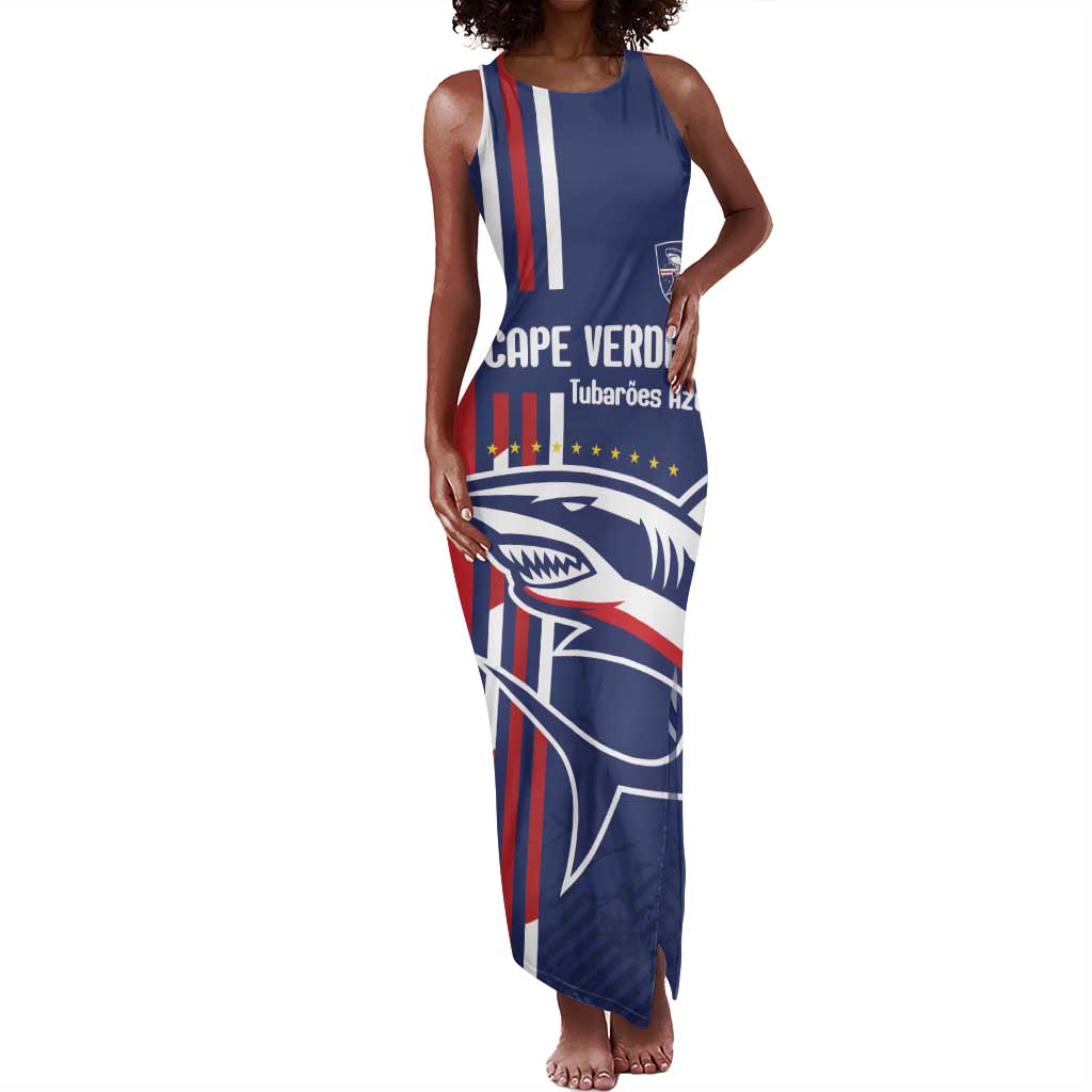 Cape Verde Football Pride Custom Tank Maxi Dress Tubaroes Azuis Champion - African Pride