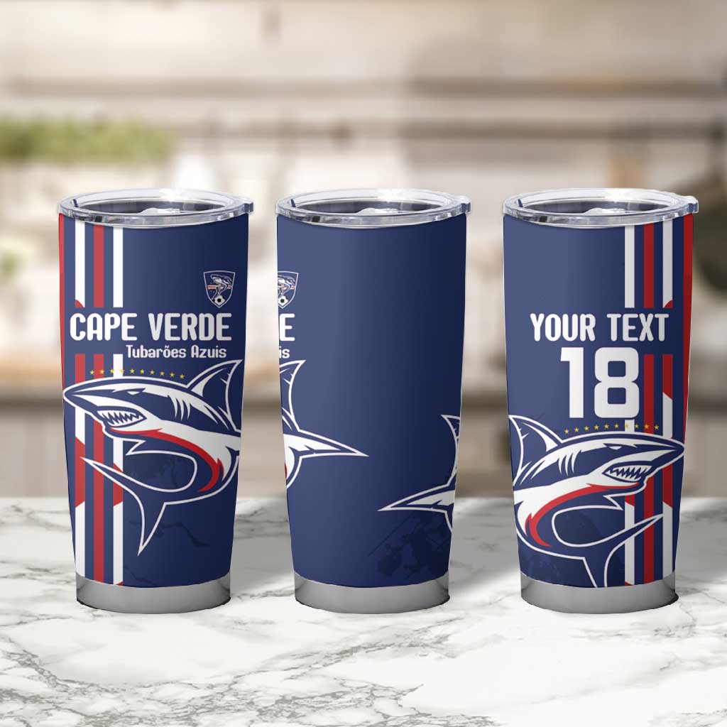 Cape Verde Football Pride Custom Tumbler Cup Tubaroes Azuis Champion - African Pride