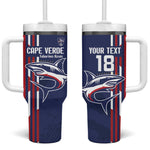 Cape Verde Football Pride Custom Tumbler With Handle Tubaroes Azuis Champion - African Pride