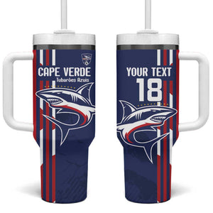 Cape Verde Football Pride Custom Tumbler With Handle Tubaroes Azuis Champion - African Pride