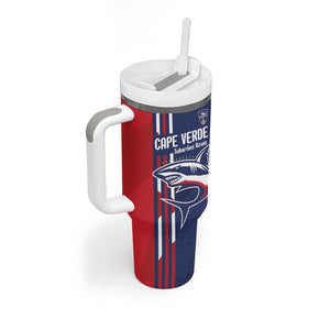 Cape Verde Football Pride Custom Tumbler With Handle Tubaroes Azuis Champion - African Pride
