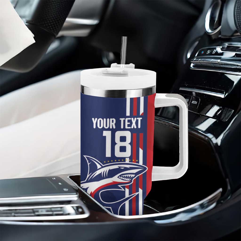 Cape Verde Football Pride Custom Tumbler With Handle Tubaroes Azuis Champion - African Pride