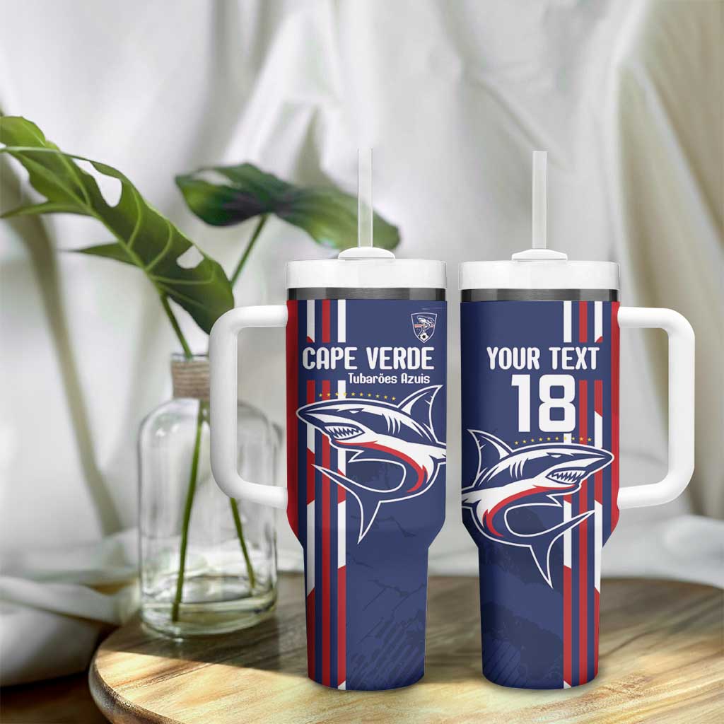 Cape Verde Football Pride Custom Tumbler With Handle Tubaroes Azuis Champion - African Pride