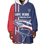 Cape Verde Football Pride Custom Wearable Blanket Hoodie Tubaroes Azuis Champion - African Pride