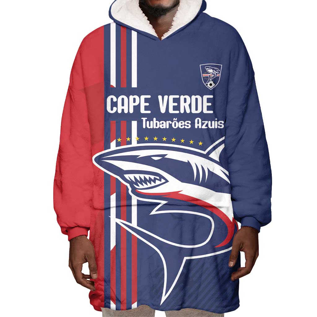 Cape Verde Football Pride Custom Wearable Blanket Hoodie Tubaroes Azuis Champion - African Pride
