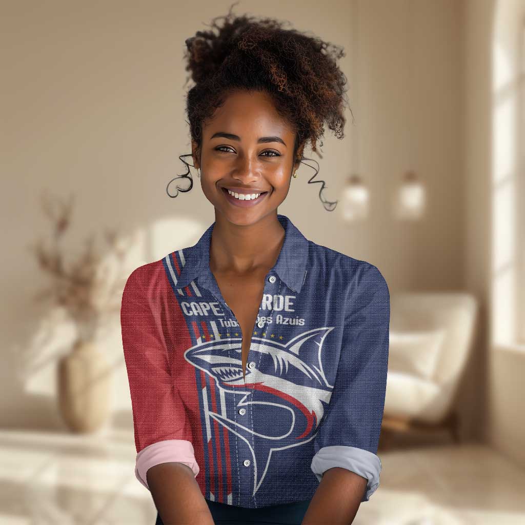 Cape Verde Football Pride Custom Women Casual Shirt Tubaroes Azuis Champion - African Pride