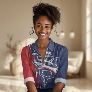 Cape Verde Football Pride Custom Women Casual Shirt Tubaroes Azuis Champion - African Pride