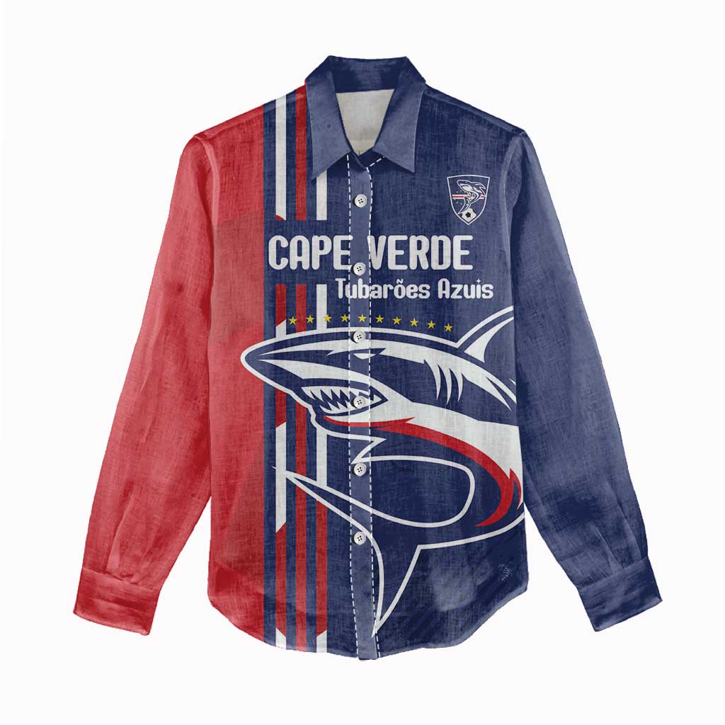 Cape Verde Football Pride Custom Women Casual Shirt Tubaroes Azuis Champion - African Pride