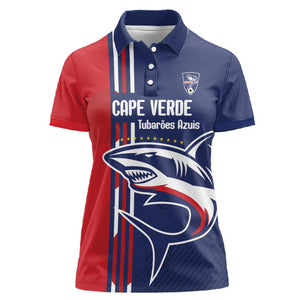 Cape Verde Football Pride Custom Women Polo Shirt Tubaroes Azuis Champion - African Pride