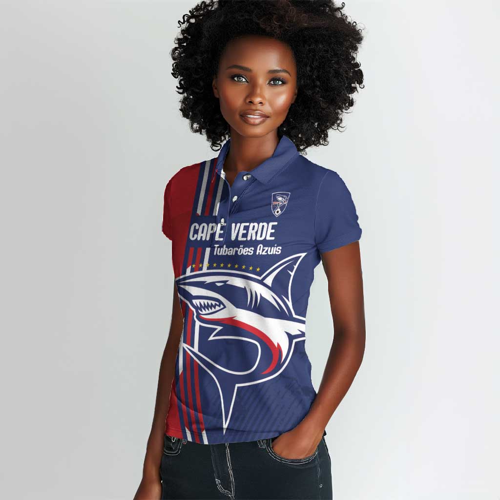 Cape Verde Football Pride Custom Women Polo Shirt Tubaroes Azuis Champion - African Pride