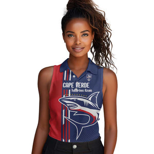 Cape Verde Football Pride Custom Women Sleeveless Polo Shirt Tubaroes Azuis Champion - African Pride