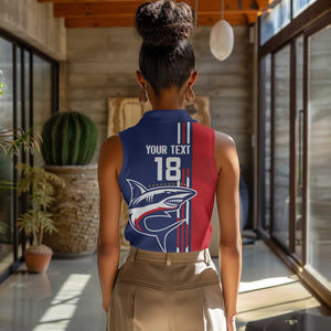 Cape Verde Football Pride Custom Women Sleeveless Polo Shirt Tubaroes Azuis Champion - African Pride