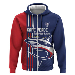 Cape Verde Football Pride Custom Zip Hoodie Tubaroes Azuis Champion - African Pride