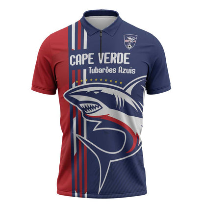 Cape Verde Football Pride Custom Zipper Polo Shirt Tubaroes Azuis Champion