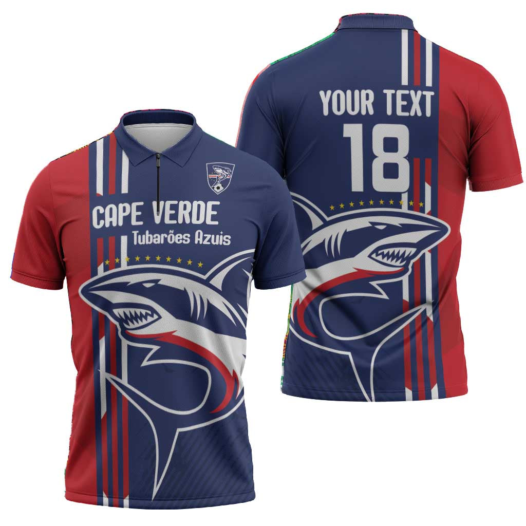 Cape Verde Football Pride Custom Zipper Polo Shirt Tubaroes Azuis Champion