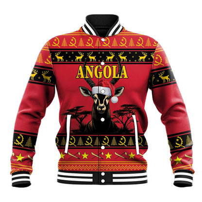 Afro Angola Giant Sable Antelope Christmas Baseball Jacket Virtus Unita Fortior Feliz Natal