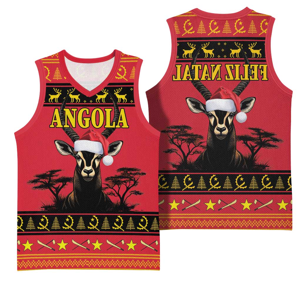 Afro Angola Giant Sable Antelope Christmas Basketball Jersey Virtus Unita Fortior Feliz Natal - African Pride