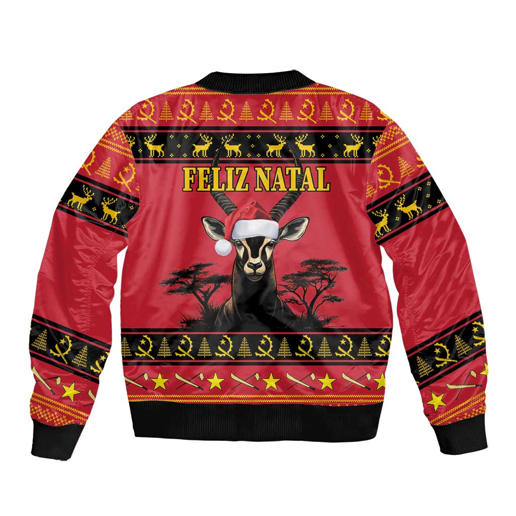 Afro Angola Giant Sable Antelope Christmas Bomber Jacket Virtus Unita Fortior Feliz Natal