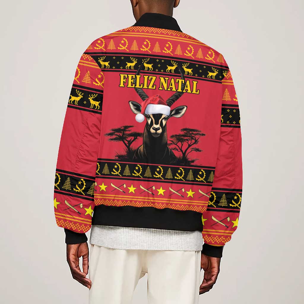 Afro Angola Giant Sable Antelope Christmas Bomber Jacket Virtus Unita Fortior Feliz Natal