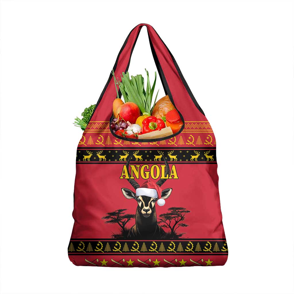 Afro Angola Giant Sable Antelope Christmas Grocery Bag Virtus Unita Fortior Feliz Natal