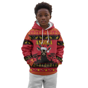 Afro Angola Giant Sable Antelope Christmas Kid Hoodie Virtus Unita Fortior Feliz Natal