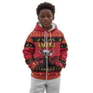 Afro Angola Giant Sable Antelope Christmas Kid Hoodie Virtus Unita Fortior Feliz Natal