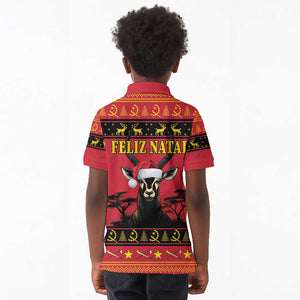 Afro Angola Giant Sable Antelope Christmas Kid Polo Shirt Virtus Unita Fortior Feliz Natal