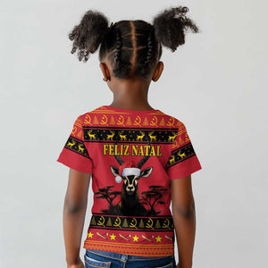 Afro Angola Giant Sable Antelope Christmas Kid T shirt Virtus Unita Fortior Feliz Natal