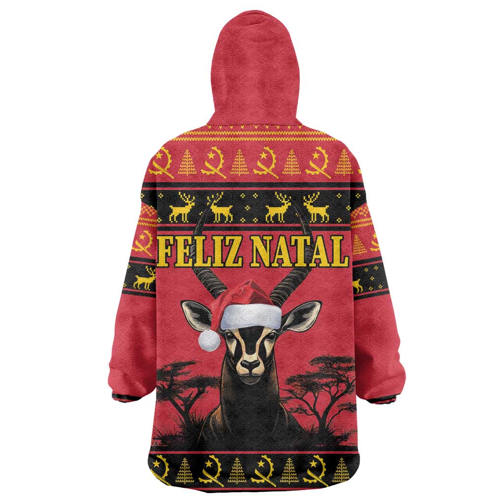 Afro Angola Giant Sable Antelope Christmas Kid Wearable Blanket Hoodie Virtus Unita Fortior Feliz Natal