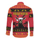 Afro Angola Giant Sable Antelope Christmas Long Sleeve Button Shirt Virtus Unita Fortior Feliz Natal
