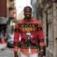 Afro Angola Giant Sable Antelope Christmas Long Sleeve Button Shirt Virtus Unita Fortior Feliz Natal