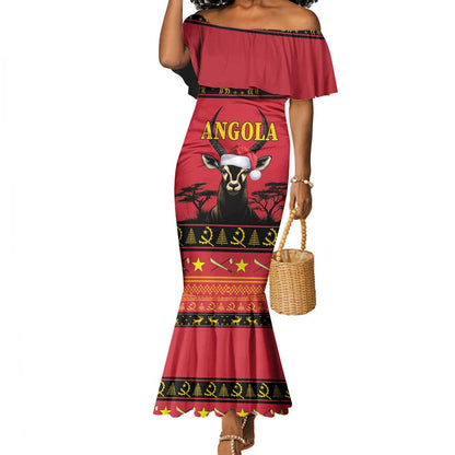 Afro Angola Giant Sable Antelope Christmas Mermaid Dress Virtus Unita Fortior Feliz Natal