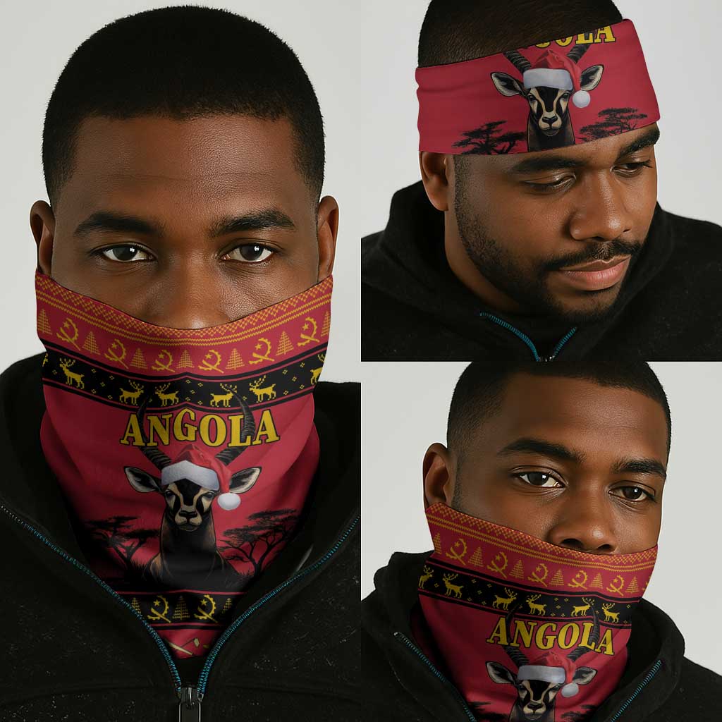 Afro Angola Giant Sable Antelope Christmas Neck Gaiter Virtus Unita Fortior Feliz Natal LT18