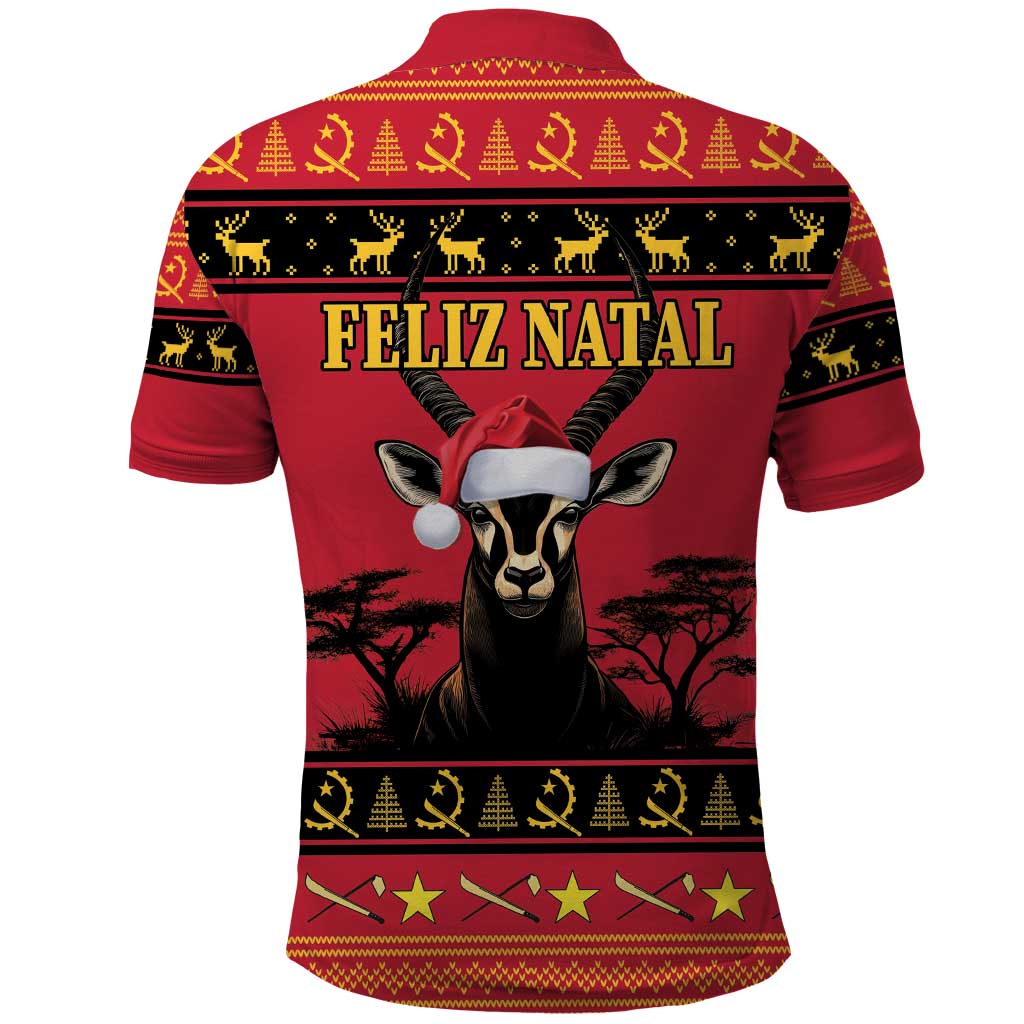 Afro Angola Giant Sable Antelope Christmas Polo Shirt Virtus Unita Fortior Feliz Natal