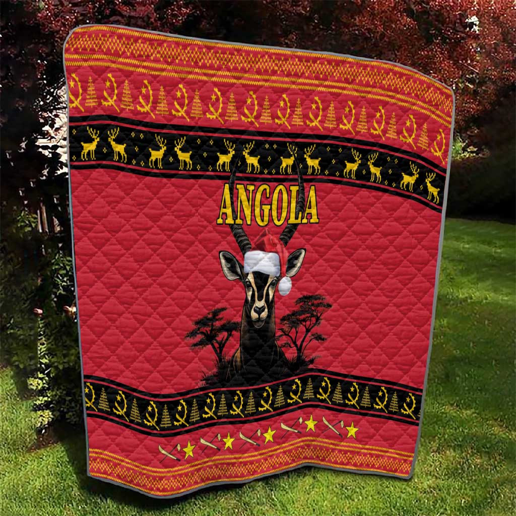 Afro Angola Giant Sable Antelope Christmas Quilt Virtus Unita Fortior Feliz Natal