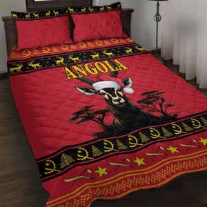 Afro Angola Giant Sable Antelope Christmas Quilt Bed Set Virtus Unita Fortior Feliz Natal