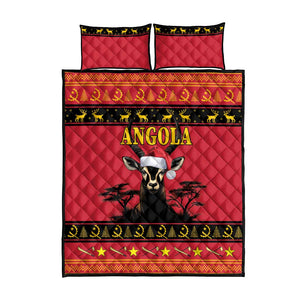 Afro Angola Giant Sable Antelope Christmas Quilt Bed Set Virtus Unita Fortior Feliz Natal