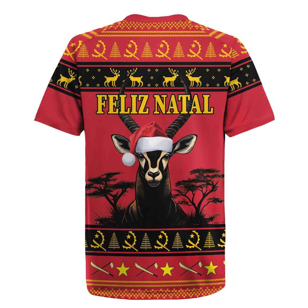 Afro Angola Giant Sable Antelope Christmas Rugby Jersey Virtus Unita Fortior Feliz Natal